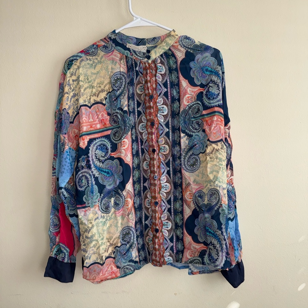 Johnny Was Multicolor Paisley Blouse - Picture 5 of 10